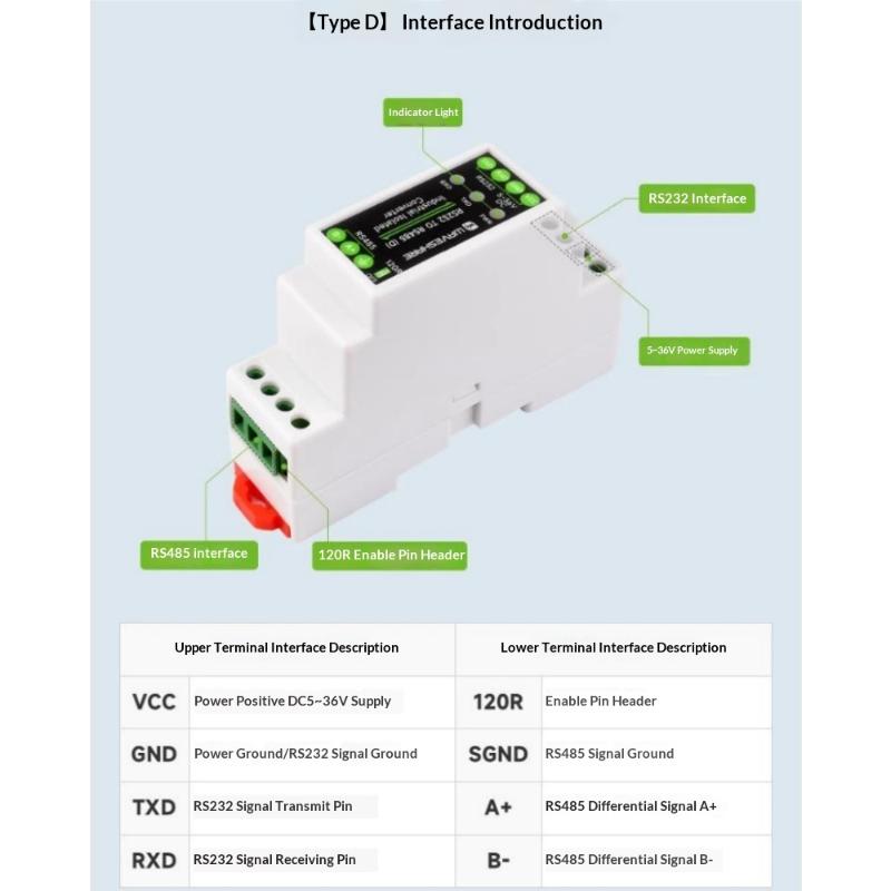 RS232 zu RS485 Konverter 1 Satz Isolierter Statikschutz Industrieller Adapter für die Industrielle Automatisierungskommunikation