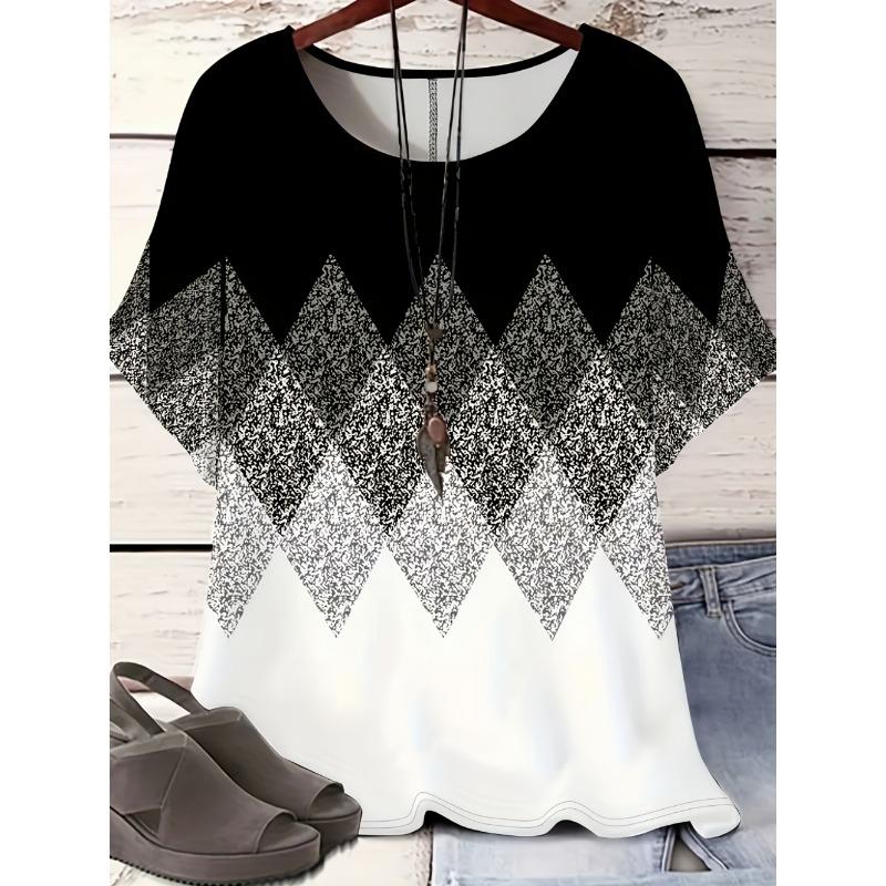 Summer Fashion Women's 3D Printed T-Shirt Short Sleeve O-Neck Denim-Like Graphics Print Tops Casual Streetwear Women's Clothing