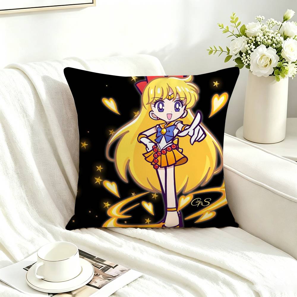 Cute girls S-Sailors M-Moon-es Pillow Case Square Double-Sided Sofa Cushion Cover Bedroom Bedside Pillow