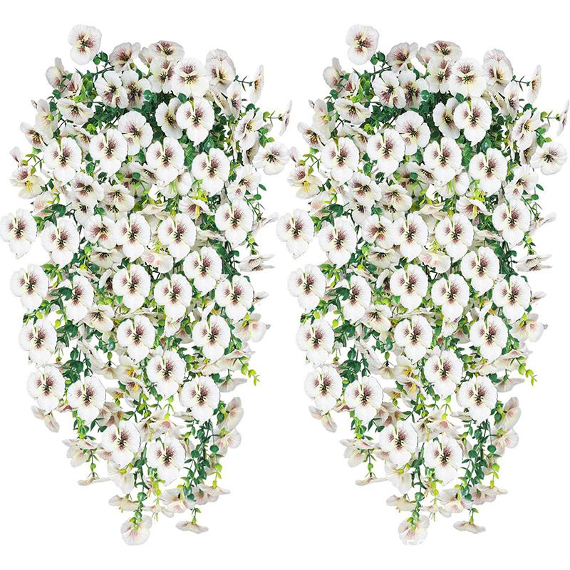 2Pcs Violet Artificial Flowers Vine Hanging Fake Flowers Faux Plants Vines for Home Room Decor Garden Wedding Decoration Flowers