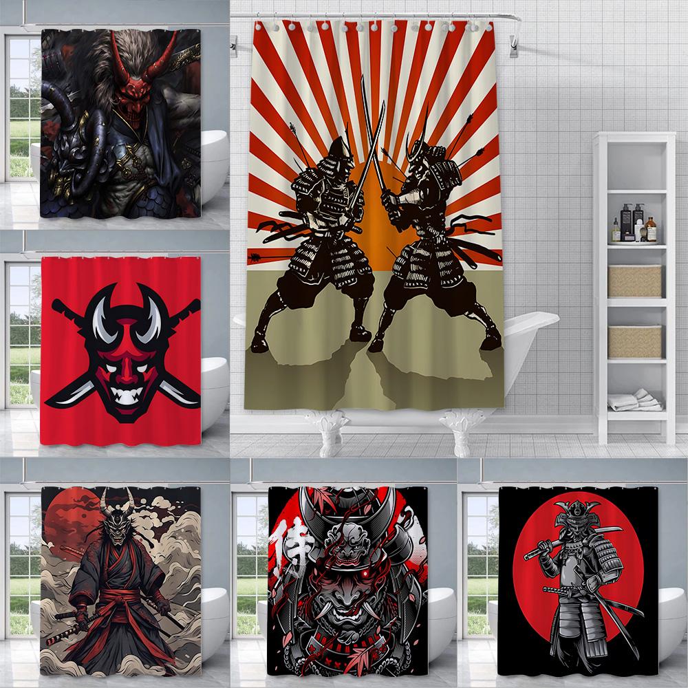 Japanese samurai devil Shower Curtain Waterproof Polyester Fabric Paint Bath Curtains Home Bathroom Decor Curtain With Hook