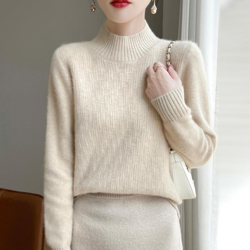 Women's Cashmere Sweater Qinghe Cashmere 30% Cashmere 70% Wool Autumn and Winter Cashmere Thick Pullover Soft and Warm