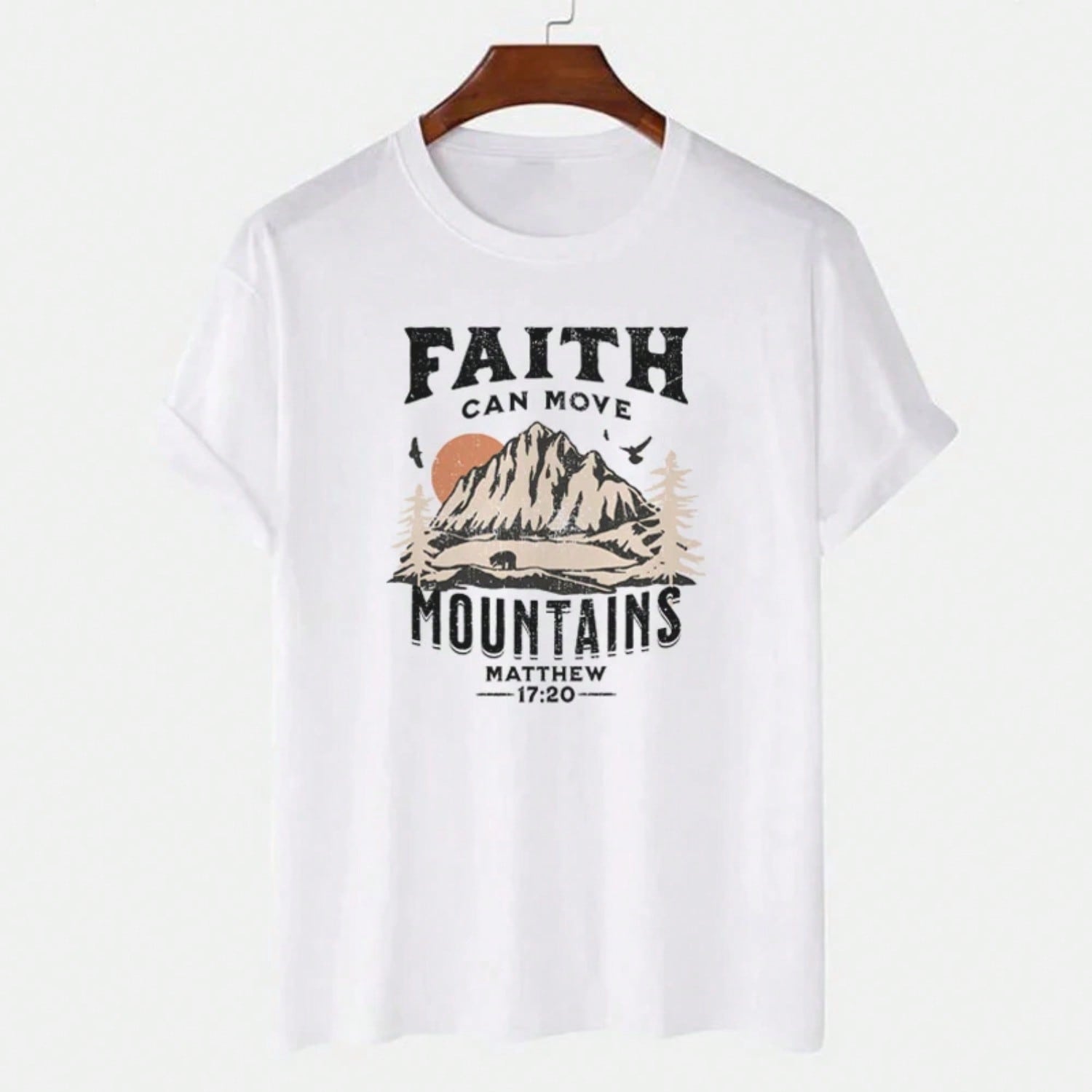 Matthew 17:20 Bible Verse Graphic Tees Wounisex Vintage Boho Religious T-Shirts Retro Aesthetic Jesus Tshirts Faith Tops S разноцветный
