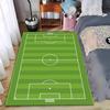 Soccer Field Pattern Green Carpet Floor Mat with Striped Design and White Lines Suitable for Use As an Anti-slip for Room and Bedroom Sofas