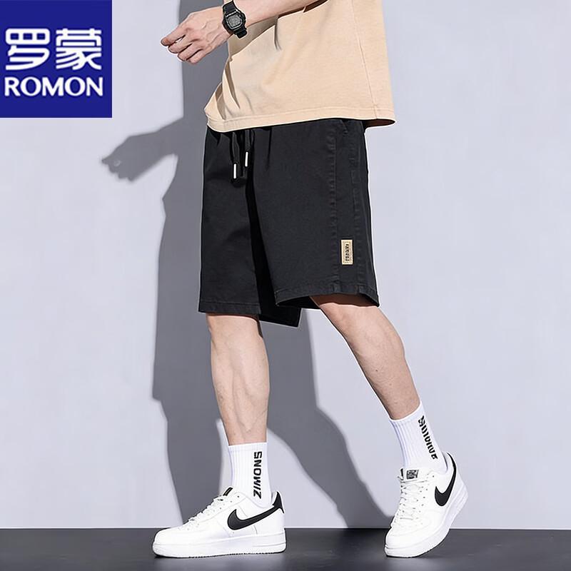 ROMON Men s Breathable Loose Fit Cotton Blend Knee-Length Shorts 3XL