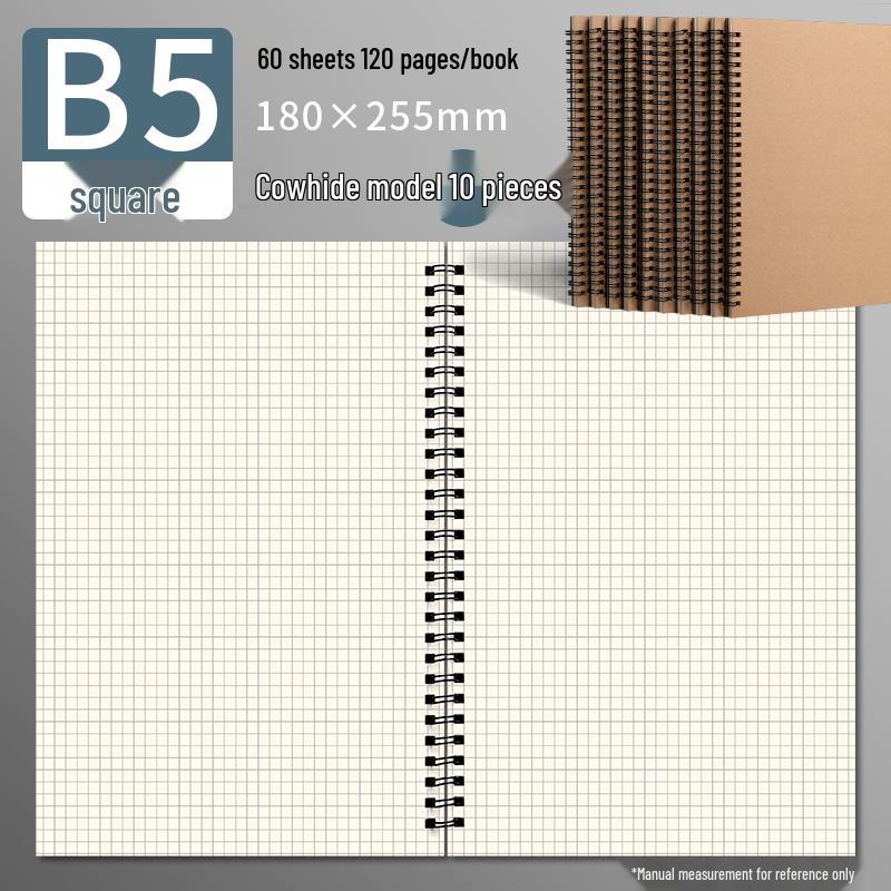 Minimalist Thickened Coil Notebook - B5/A5 Cowhide Softcover with Lined Pages