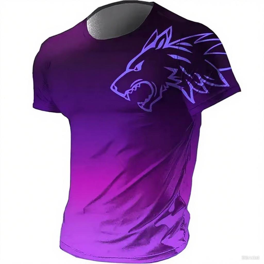 T-shirts for Men Fitness Sportswear 2026 Summer Vintage Men's 3d Printed Quick-Drying Gradient T-shirt Animal Wolf Short Sleeve