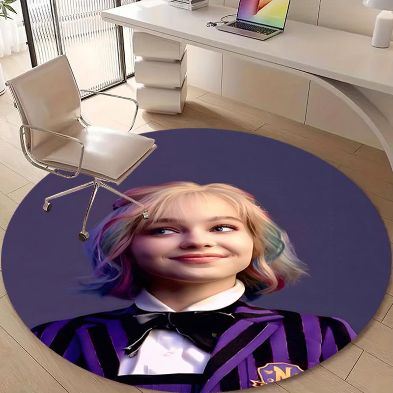 1pc Addams Family Wednesday Enid1 Design Printed Area Round Carpet for Bedroom Living Room Home Decor Rugs Mat Non Slip Mat Rug for Bedside