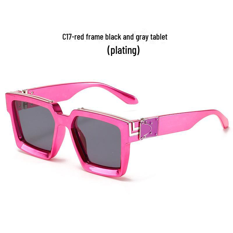 New Cross-Border Large Square Frame Sunglasses for Men & Women - Fashionable Street Style