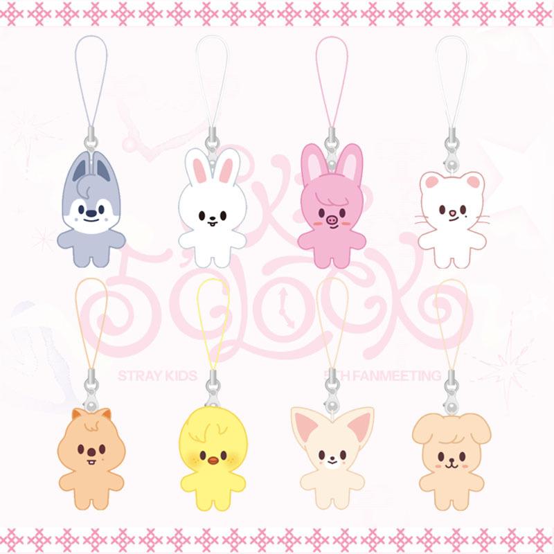 Stray Kids 5'CLOCK Cartoon Animal Keychain Mini Pendant Strap Keyring Bag Accessory Kpop Merch Gift for STAY