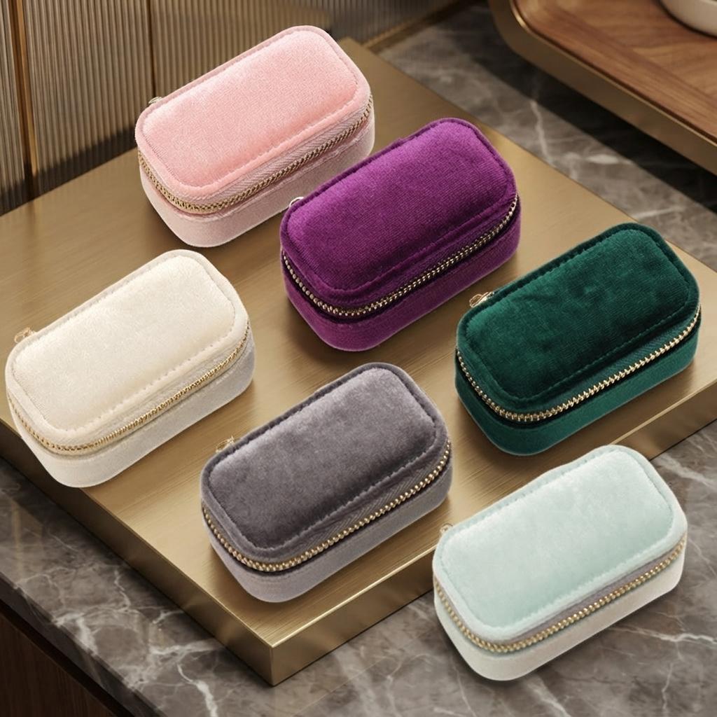 Mini High-end Ring Box Exquisite Velvet Necklace Jewelry Organizer Portable Travel Earring Storage Box