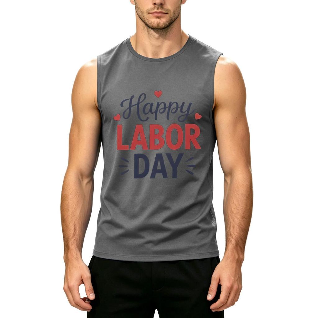 Men's Sleeveless Casual Tank Top Muscle Shirt Lightweight Printed Summer Workout Fitness Gym Tee