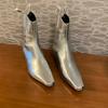 Fashion Skinny Black 2025 Autumn and Winter Style Simple and Versatile Wedge Heel Heightened Pointed Toe Women's Booties