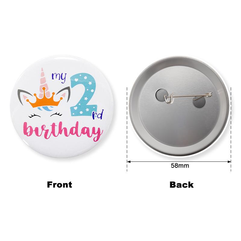 New Unicorn Theme Series Party Badge Baby First Birthday Cartoon Digital Badge 