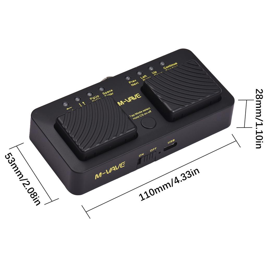 M VAVE CUBE TURNER PRO Rechargeable Wireless Intelligent MIDI Control Pedal Page Turner Pedal Music Sheet Turner