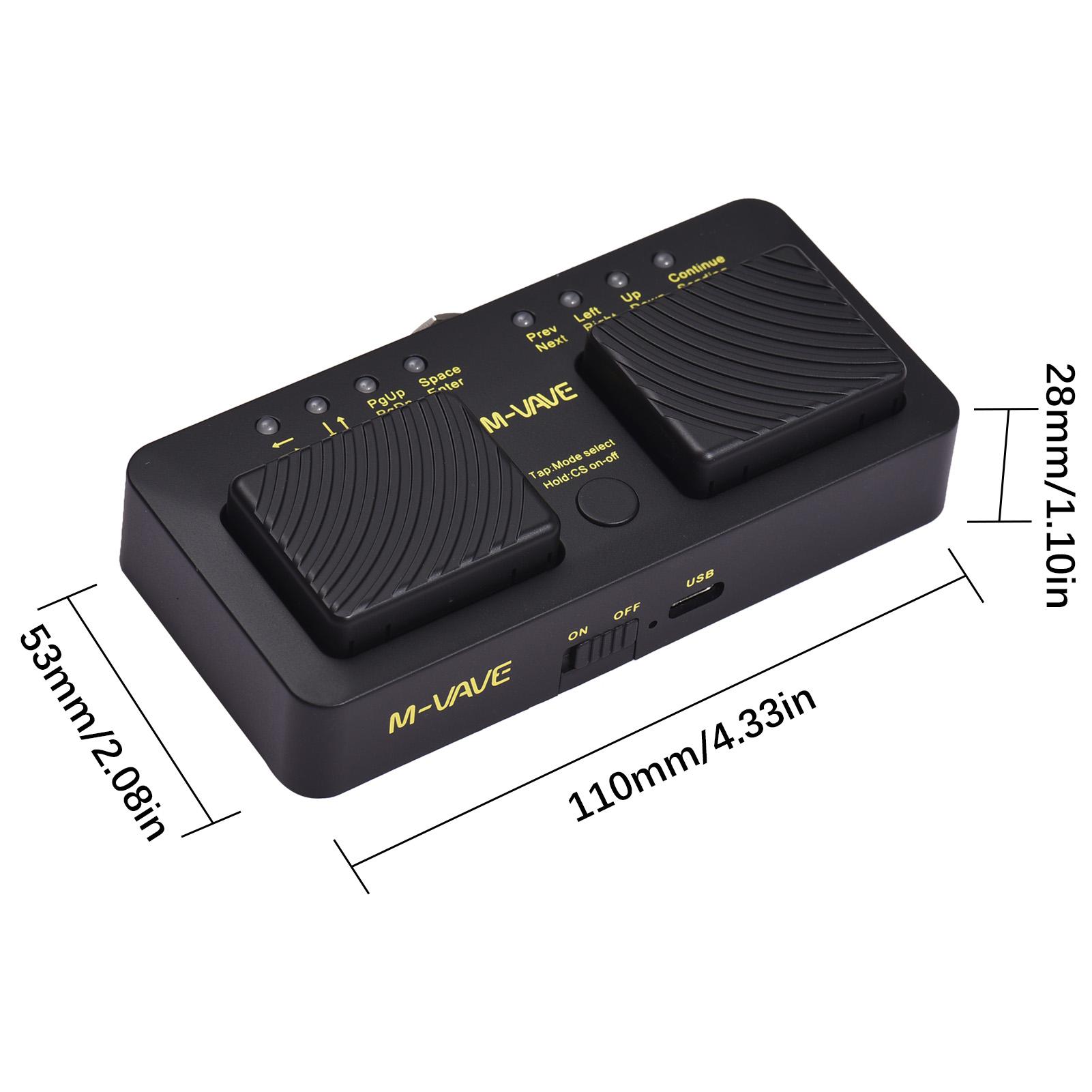 USB Rechargeable Musical Instrument Smart Phone Tablet M-VAVE Cube Turner Pro Wireless BT Page Turner Silent Foot Pedal чёрный