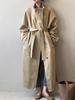 Women's Retro Style Mid-Length Cotton Trench Coat with Stand-Up Collar