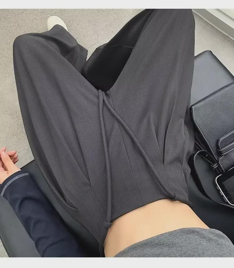 2024 Frühling Koreanische Weitbeinige High-Waist Drapierte Hose Rock für Damen