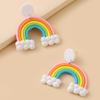 Exaggerated Handmade Rainbow Cloud Earrings - Youthful Summer Studs