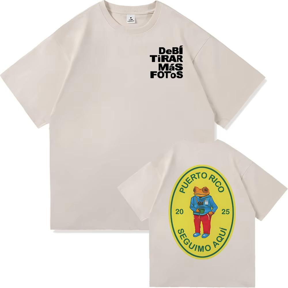 Bad Bunny Deb Tirar Ms Fotos World Tour 20252026 Tshirt Funny Vintage Frog T Shirt Unisex Women High Quality Cotton Tees Shirts