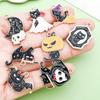 8-Piece Black Oil Drip Alloy Halloween Cartoon Cat Charms for DIY Jewelry