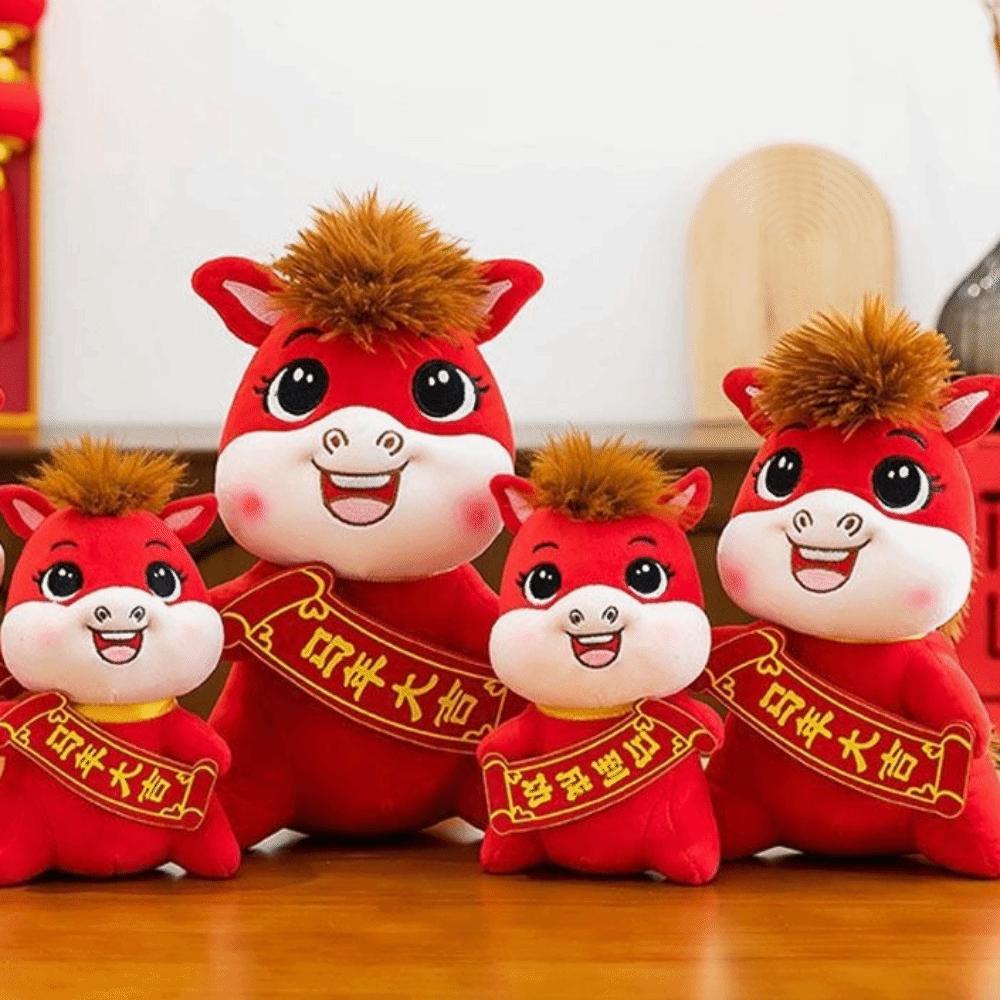 PP Cotton Filling Plush Horse Toys Cute Horse Year Mascot 2026 Horse Stuffed Animal  Office Decor