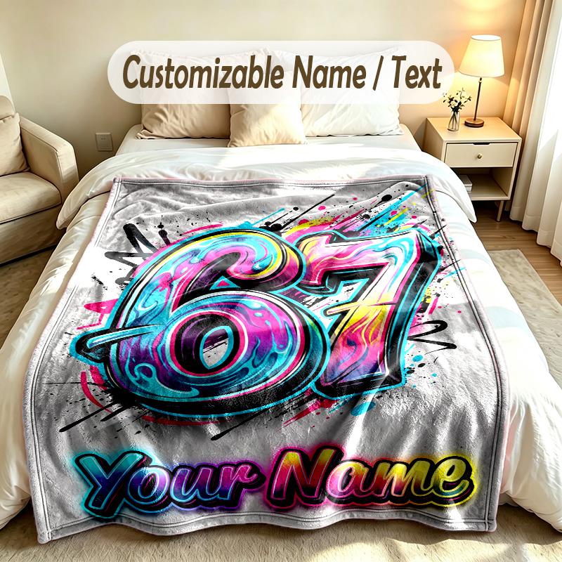Decorative Artwork Theme Custom Blanket Personalized Name & Text Customized Soft Warm Throw Blanket Home Decor