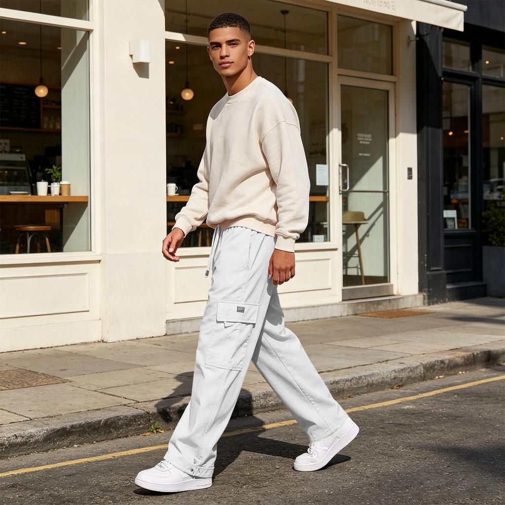 Men's Casual Loose Fit Cargo Pants with Multiple Pockets for Outdoor Daily Wear