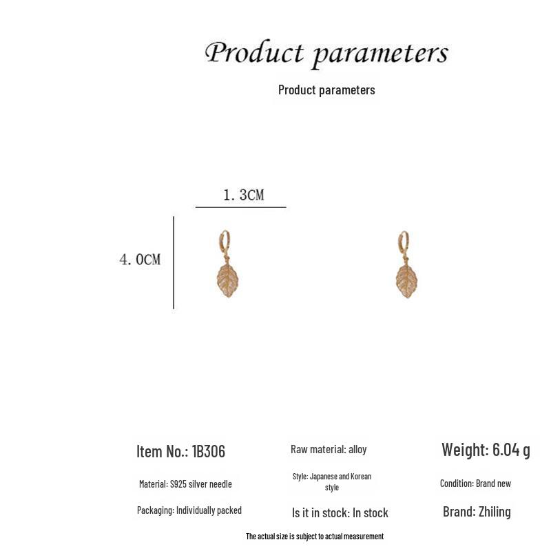 Golden Leaf Earrings: Women's Fashion Micro-Inlaid Zircon Earrings with Jade-Like Leaves