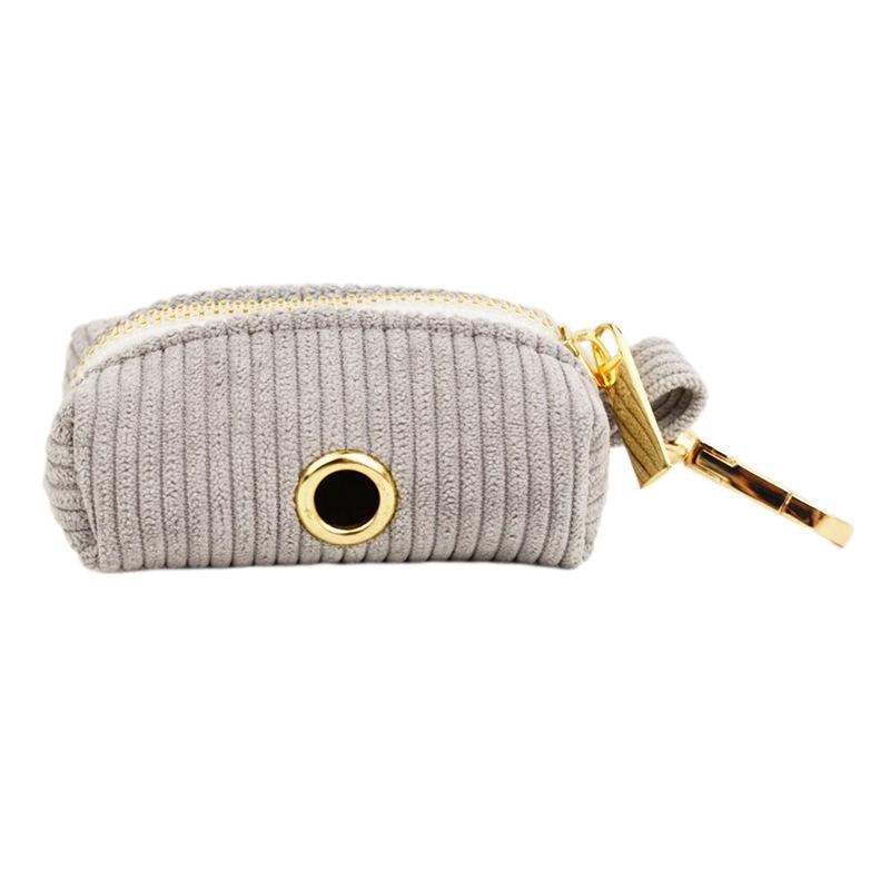 Light Gray Striped Corduroy Dog Collar and Leash Set for Outdoor Use
