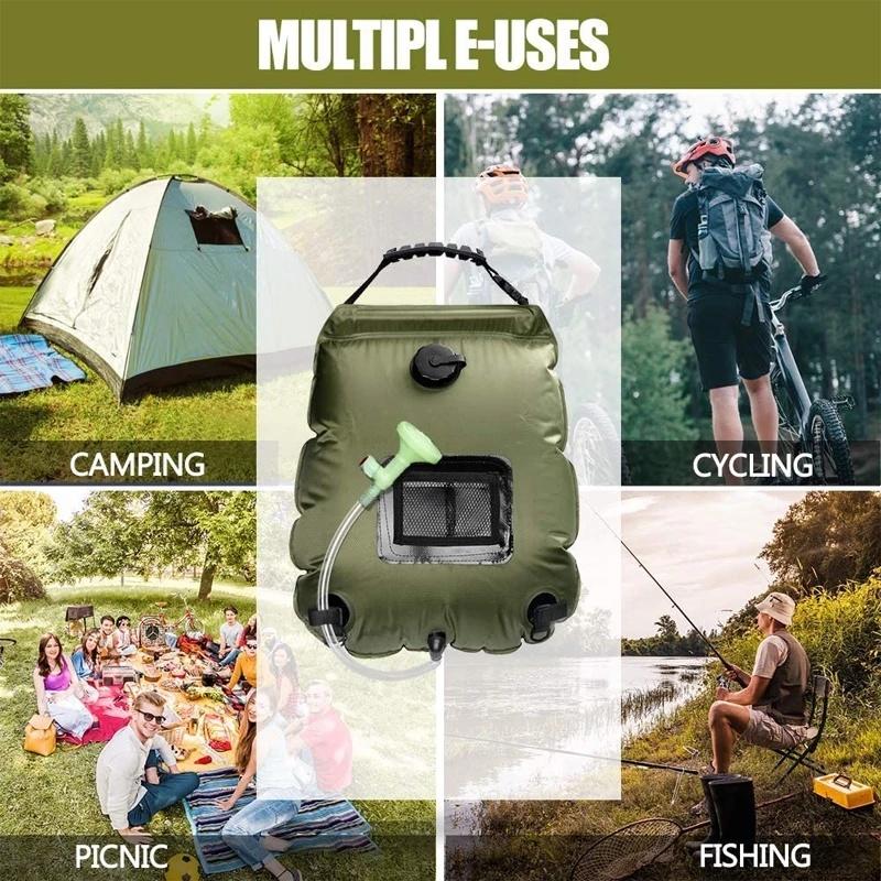 1 Stück Wasserbeutel 20L Outdoor Camping Wandern Solardusche Beutel Heizung Campingdusche Klettern Trinkrucksack Schlauch Umschaltbarer Duschkopf