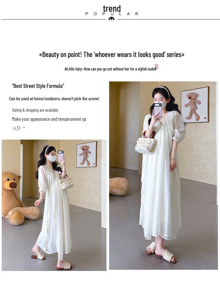 2026 Summer Tencel Maternity Dress - Exquisite Slimming Long Style