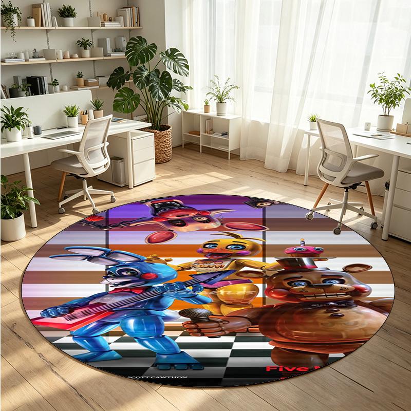 Five Nights at Freddy’s Printed Round Crystal Velvet Rug Soft Non Slip Floor Carpet For Bedroom Holiday Gift