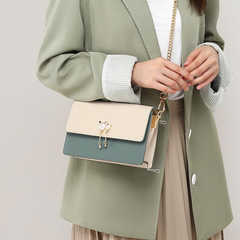 Bag Women's 2025 New Women's Bag Chain Crossbody Bag Leather Premium Light Luxury Versatile Small Square Bag Luggage