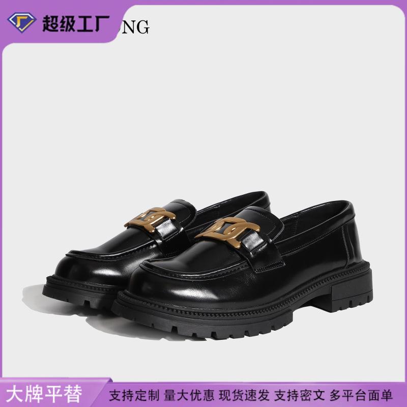 Fashion Huizhou women's shoes comfortable thick heel British style black small leather shoes spring and summer new loafers platform shoes women