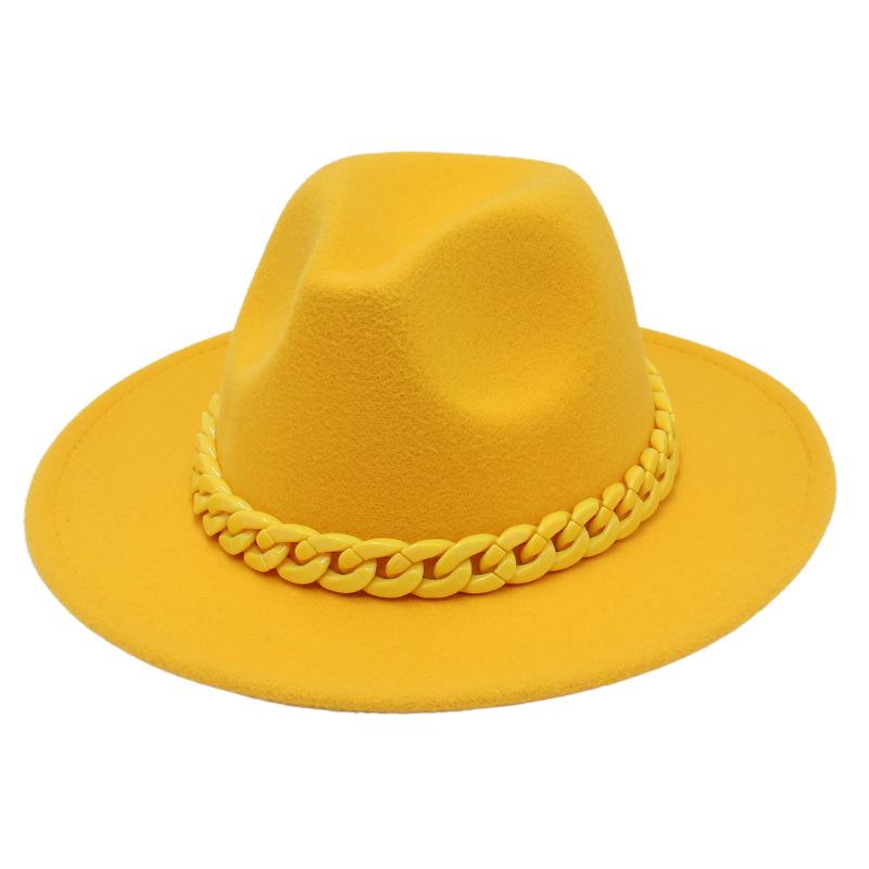 Natural Acrylic Chain Rainbow Candy Color Top Hat Fun Personality Jazz Hat Style Men'S And Women'S Fedora Hat