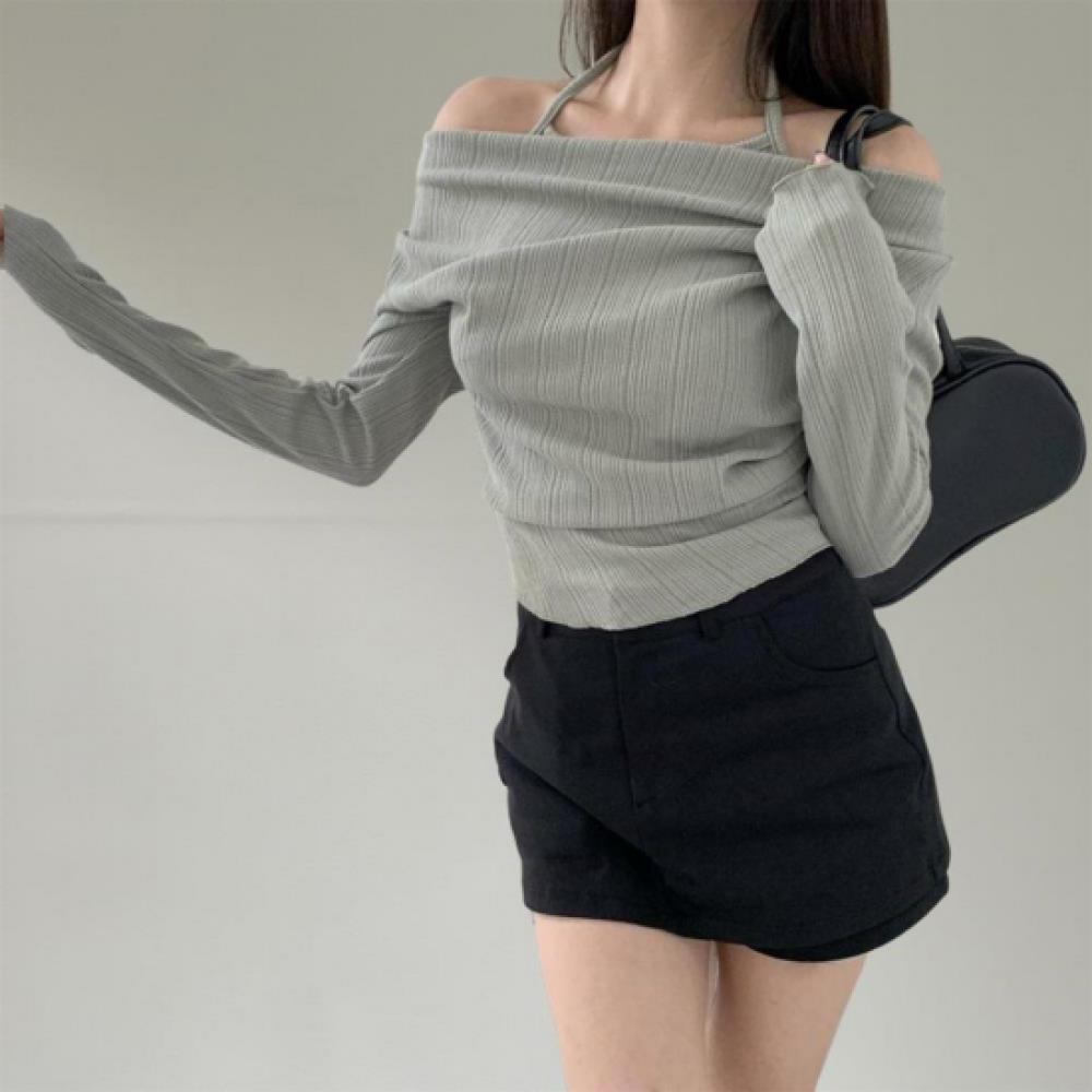 New ArrivalS Open Run Women S Off Shoulder Slit Draped Long Sleeve Knit