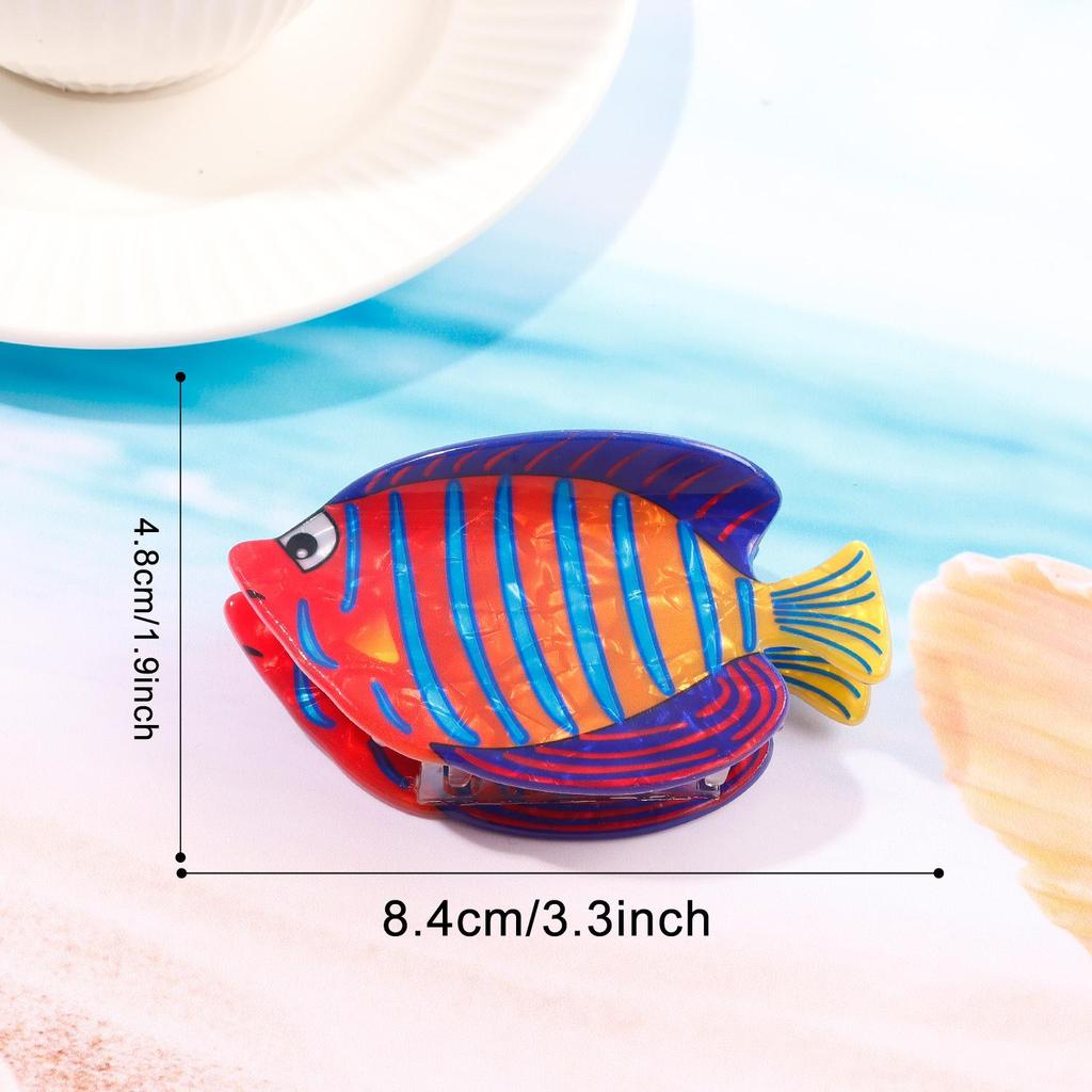 Bamboo Cute Ocean Animal Hair Clips: Tropical Fish & Cartoon Shark Claw Accessories.