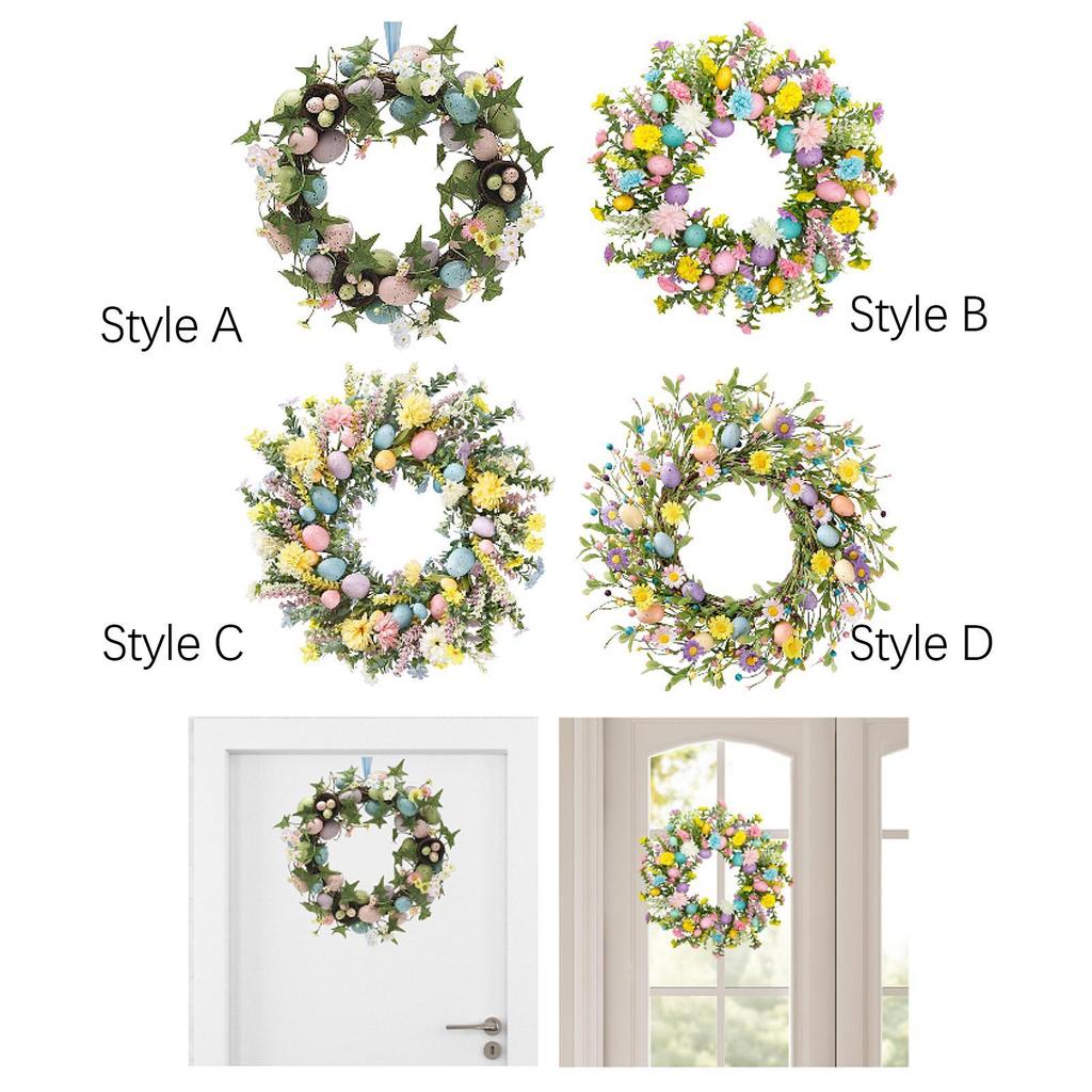 Künstlicher Oster-Eier-Kranz Hängender Schmuck Niedlicher Kreativer Frühlingskranz Haustür-Girlande für Innen Außen Hochzeit Wand