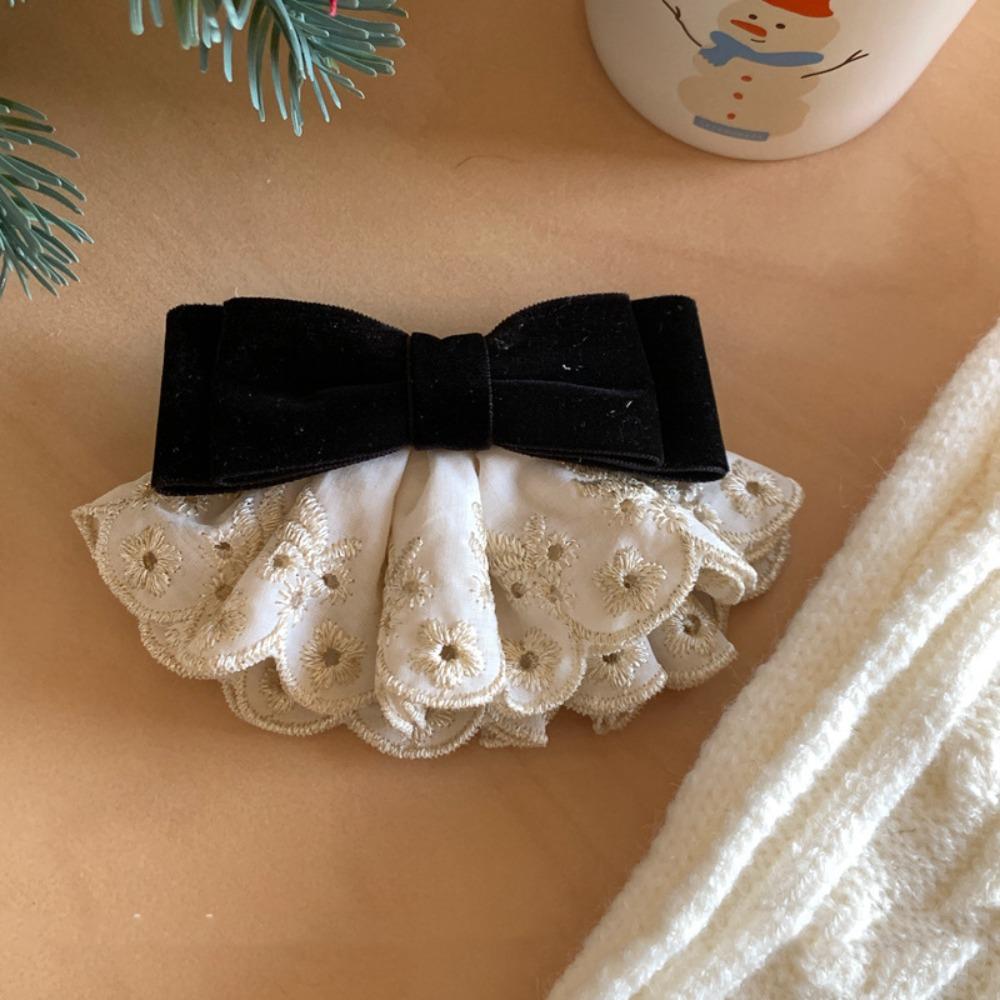 

Hair Clips Bowknot Spring Clip Wine Red Lace Bow Hairpin Autumn and Winter чорний