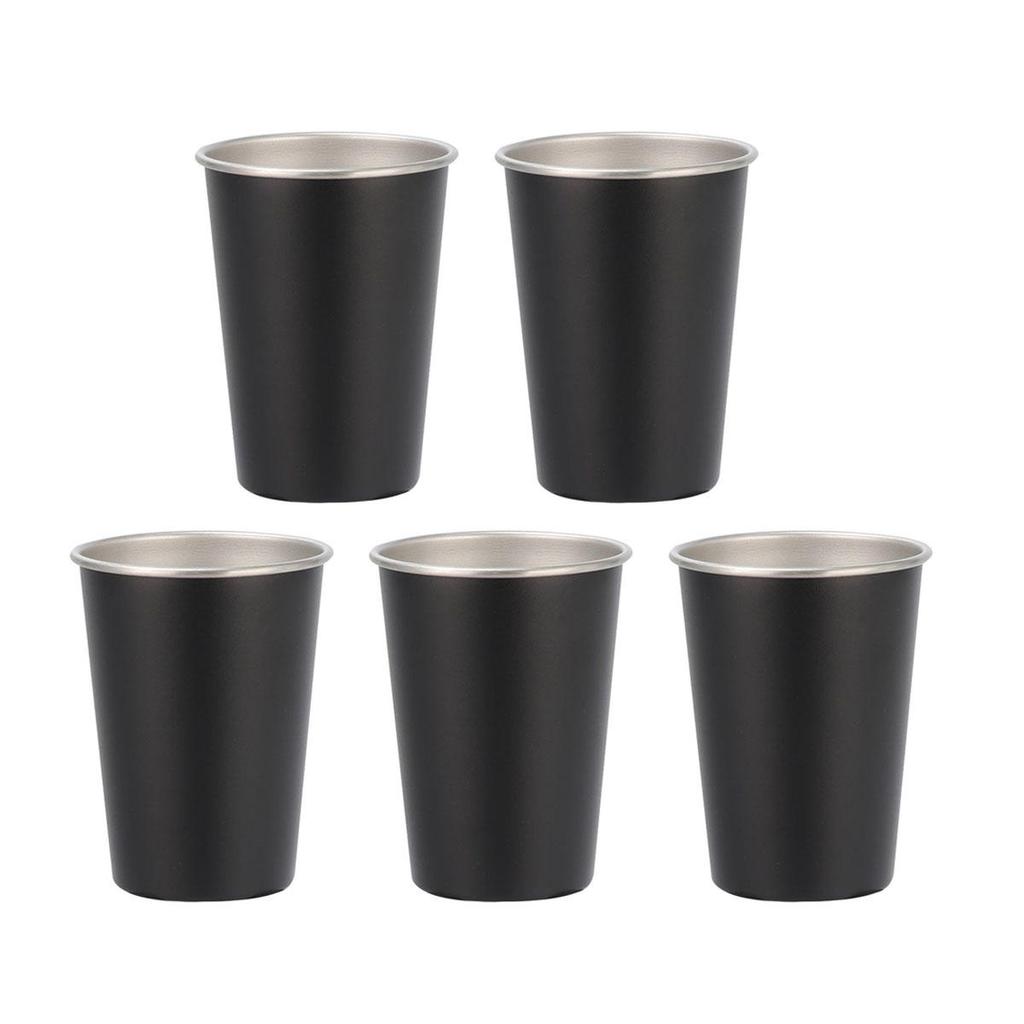 Stainless Steel Cups 350ml (5 Pack) Children Adult Stainless Steel Coffee Cups Stackable Durable Metal Drinking Glasses for Home Party Camping Outdoor