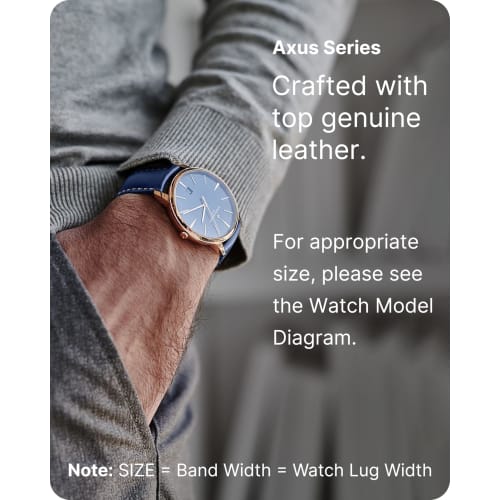 Fullmosa Genuine Leather Watch Band, 22mm Top Grain Leather Strap, Replacement Watch Strap, Smartwatch Band for Men and Women (22mm, Dark Blue)