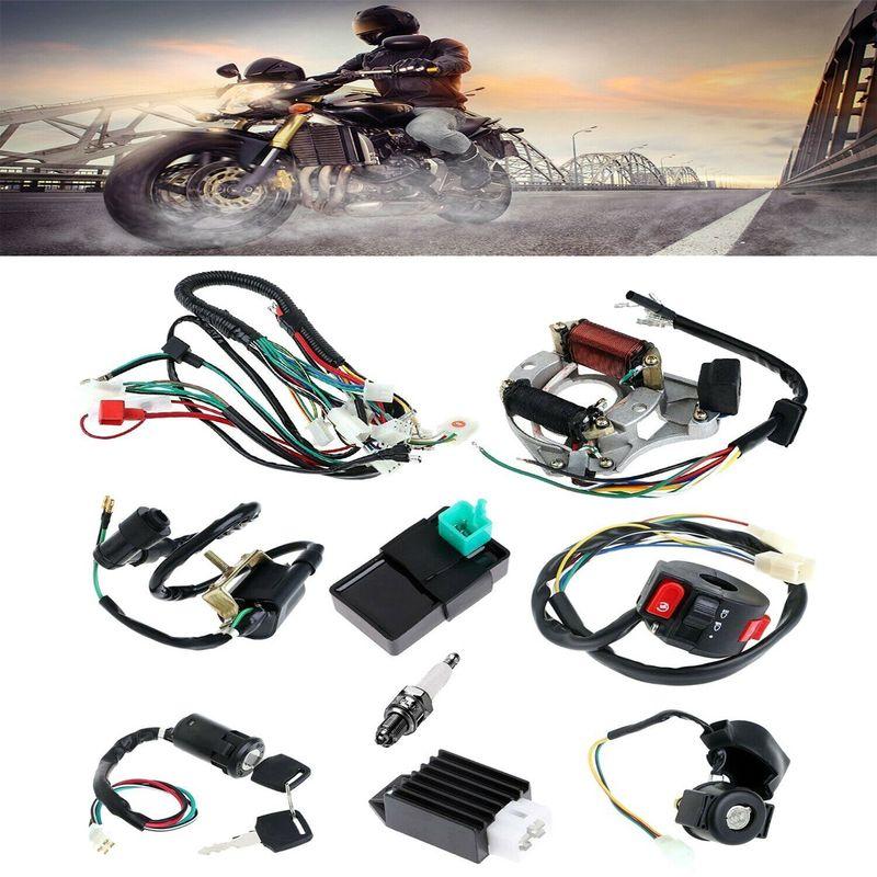 ABLZ-Complete Stator Wiring Harness CDI Ignition Coil Solenoid Set For ATV Electric Quad Bike 50Cc - 125Cc