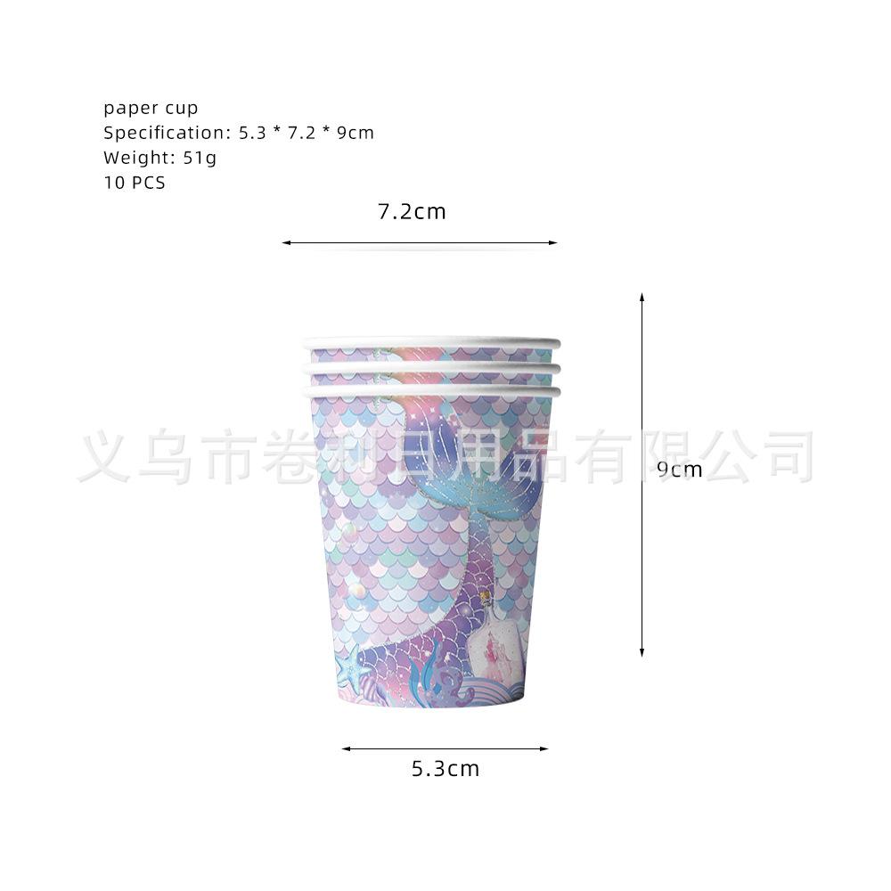 Fish Scale Theme Party Supplies Decoration Birthday Tableware Fish Tail Arrangement Flag Paper Towels Paper Cups Tablecloth Paper Plate Modeling