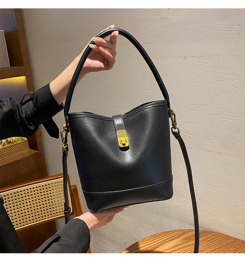 Ladies Genuine Leather Bucket Bag Retro Shoulder Crossbody Handbag Fashiable Luxurious Women's Bag