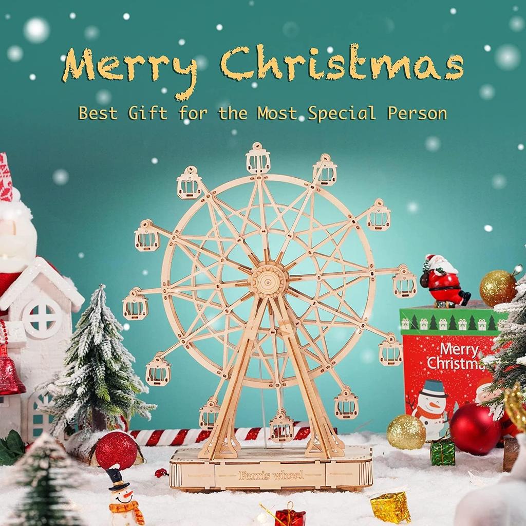 Rowood 3D Puzzles for Adults, Model Kits for Adults, Wooden Music Box,DIY Craft Kits for Adults Teen Boy Gifts on Birthday Christmas - Ferris Wheel