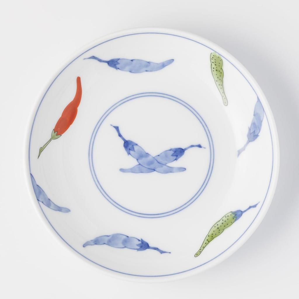 Mino Ware Dinnerware Set of Microwave and Dishwasher Made in Product Number 564627 "Nishiki Togarashi" 5, 16.5cm Diameter, Safe, Japan,