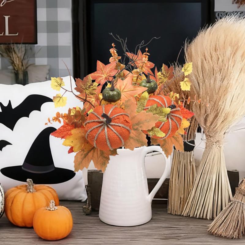 1Pcs Pumpkin Branches Halloween Maple Leaf Decor Home DIY Crafts Harvest Autumn Decoration Artificial Maple Leaf Navidad Decor