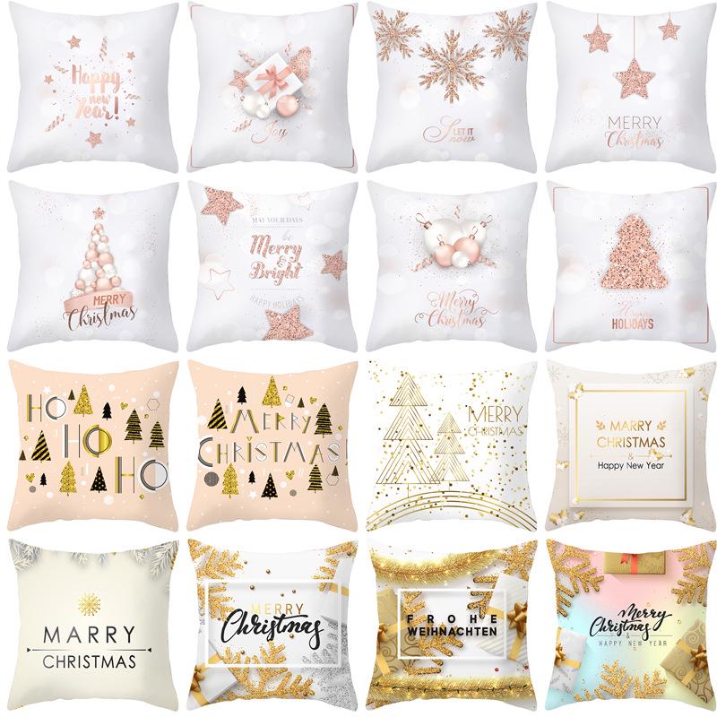Peach Skin Snowflake Cushion Cover Christmas New Sofa Pillow Cover Home Pillow Cover Home