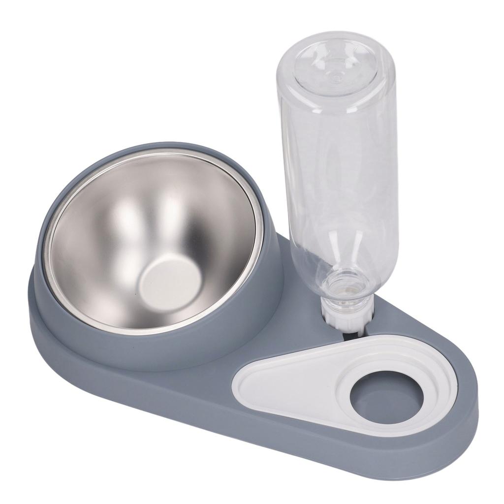Double Dog Cat Bowls with Automatic Waterer Bottle Neck   Tilted Pets Water and Food Bowl Set